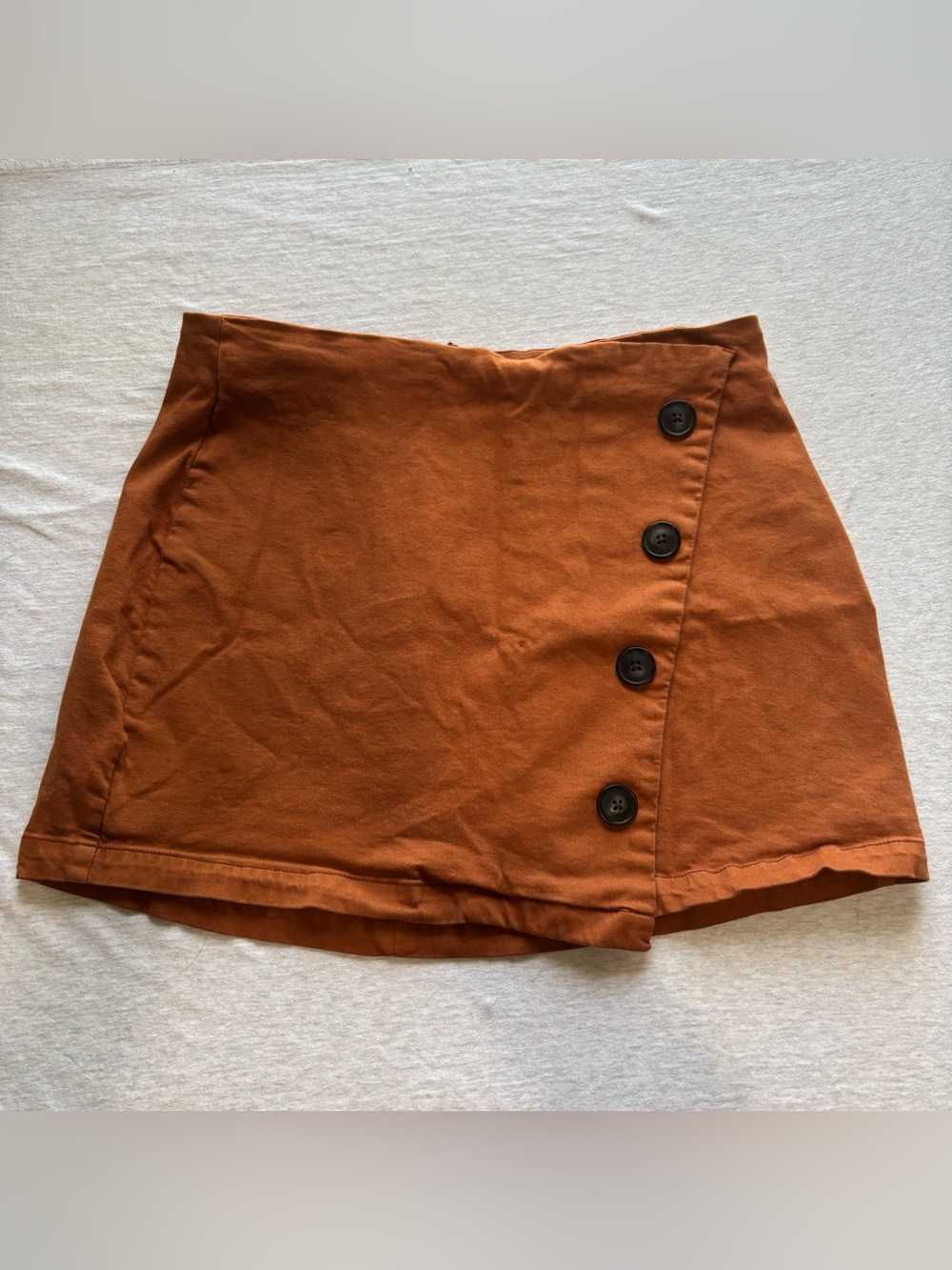 Harper Heritage Rust Asymmetrical Button Front Mini Skirt Size L